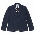 Crew Clothing Damska marynarka zapinana na 2 guziki UK 10, mała, granatowa, lniana