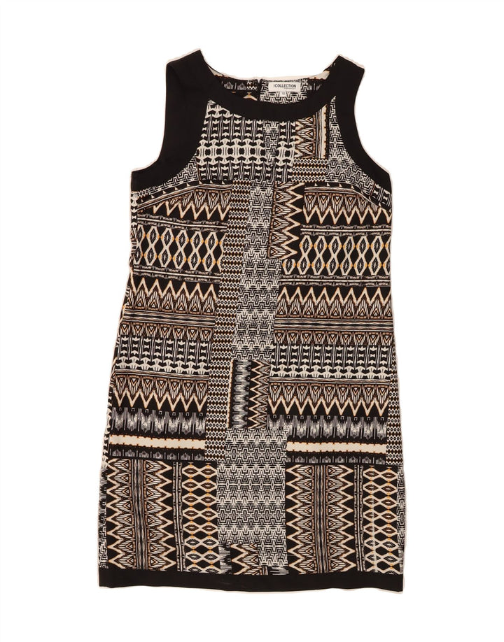 DEBENHAMS Womens Abstract Pattern Sheath Dress UK 10 Small Black Vintage Debenhams and Second-Hand Debenhams from Messina Hembry 