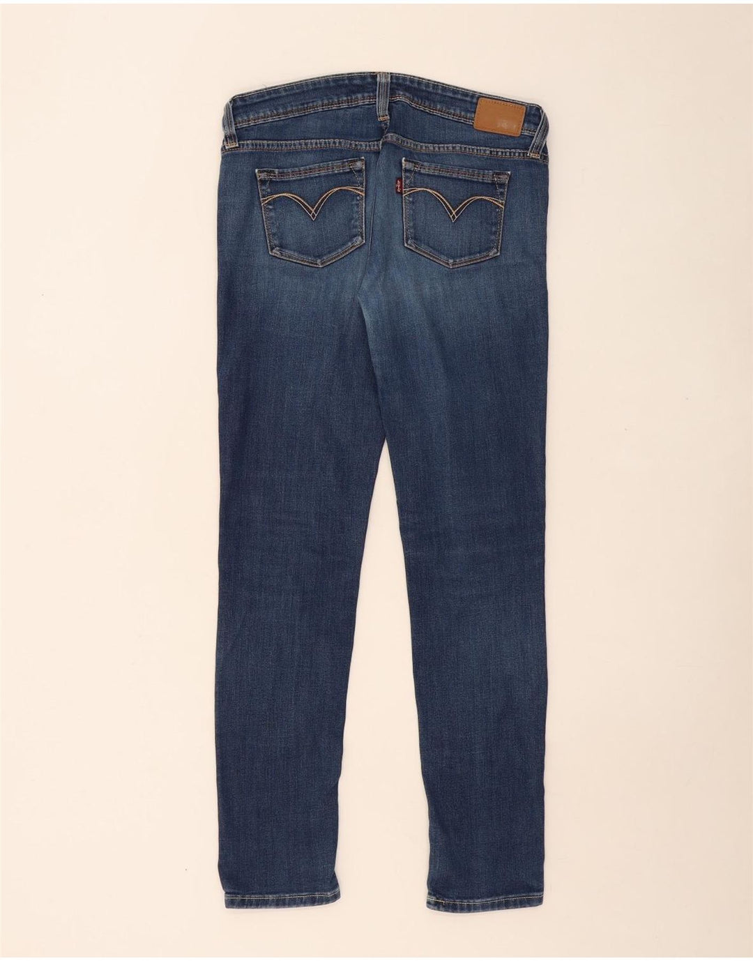 Damskie jeansy skinny z niską talią LEVI'S o lekkim zakrzywieniu W29 L32 niebieska bawełna