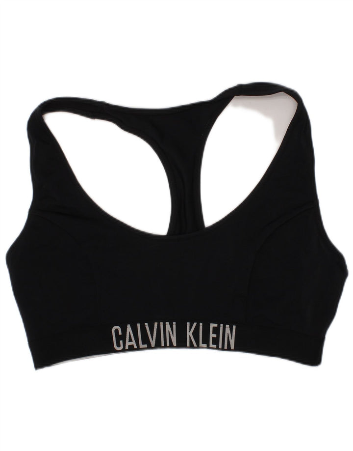 Damski stanik sportowy Calvin Klein z grafiką, średni czarny poliamid