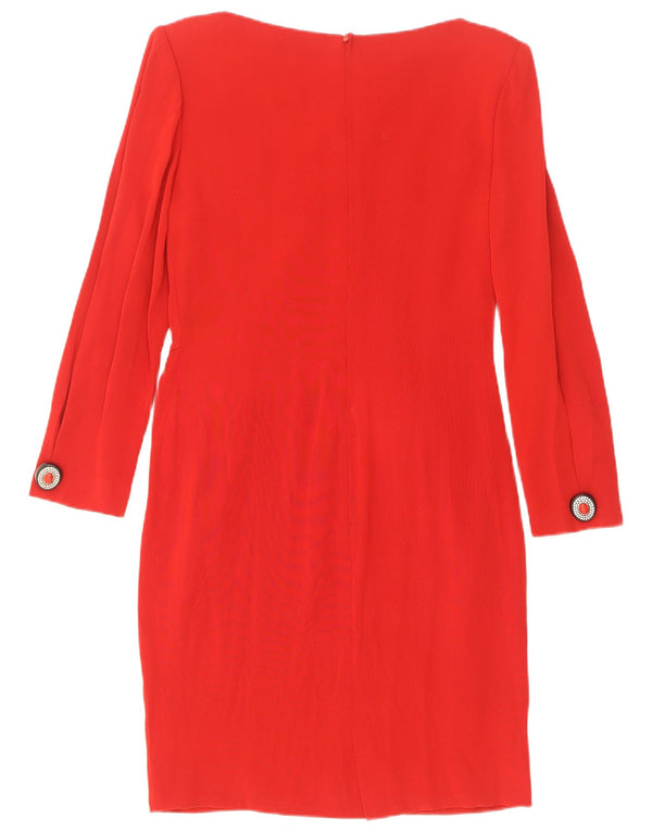 Vintage Womens Long Sleeve Sheath Dress UK 10 Small Red