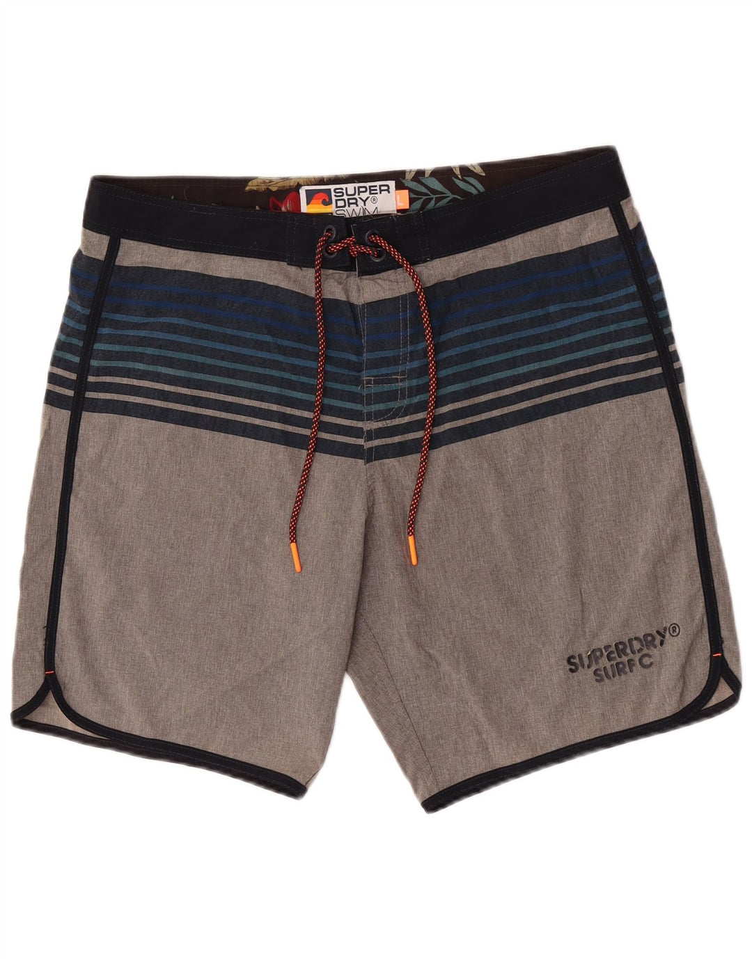 Męskie szorty kąpielowe Superdry Graphic Regular, duże, szare, poliestrowe paski