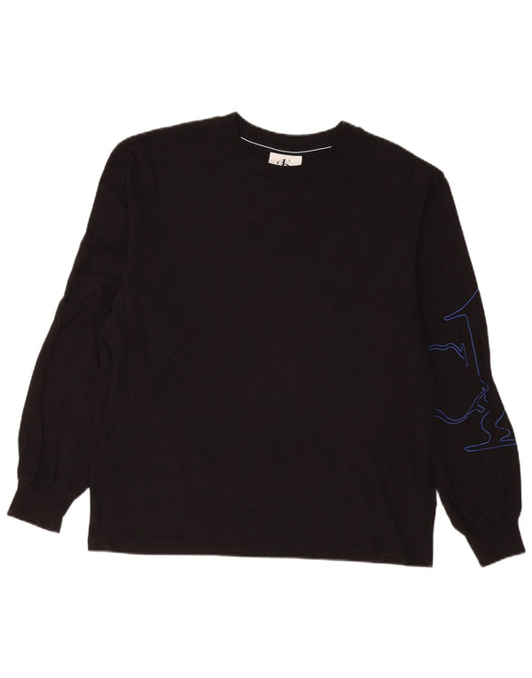 Męski T-shirt z grafiką Calvin Klein, oversize, z długim rękawem, czarny, bawełniany