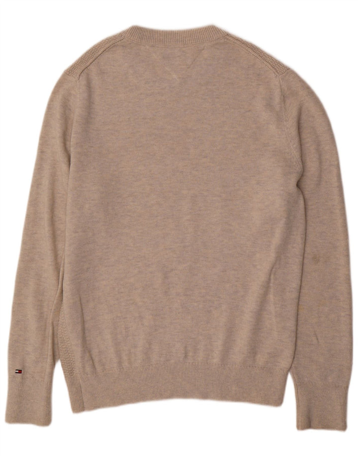Męski sweter z okrągłym dekoltem Tommy Hilfiger, duży, beżowy