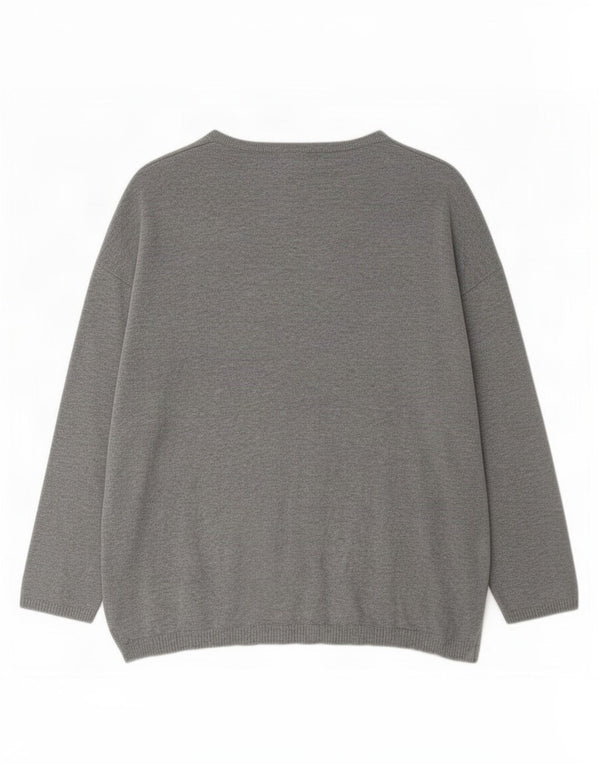 Sweter damski Zara z dekoltem w kształcie litery V, UK 14, średni szary, nakrapiany