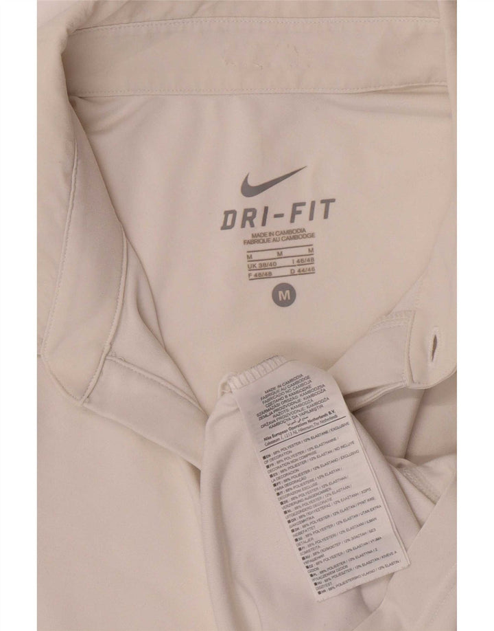 Męska koszulka polo Nike Dri Fit UK 38/40 Poliester w kolorze średniej bieli