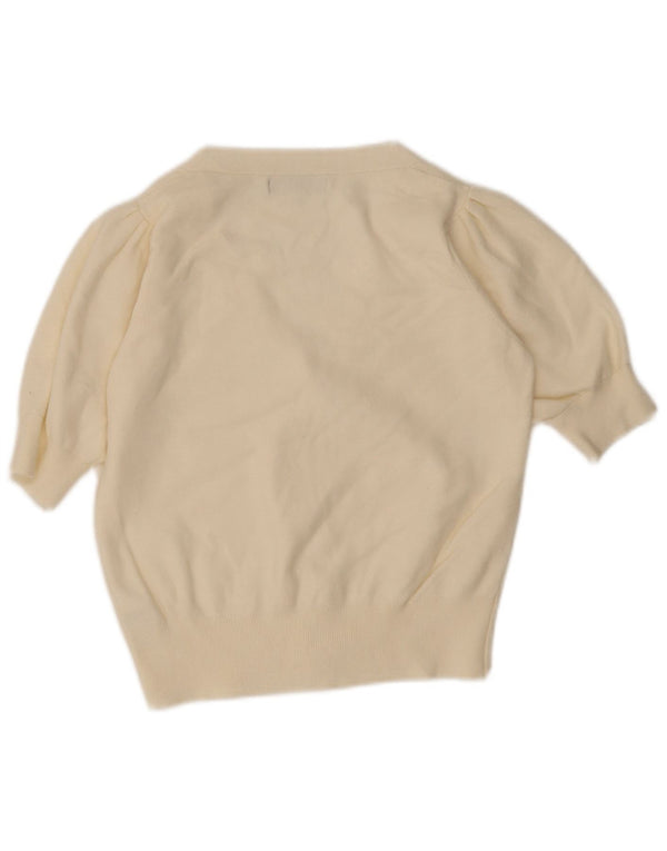 Marks & Spencer Damski sweter bolerko z krótkim rękawem UK 10, mały w kolorze złamanej bieli