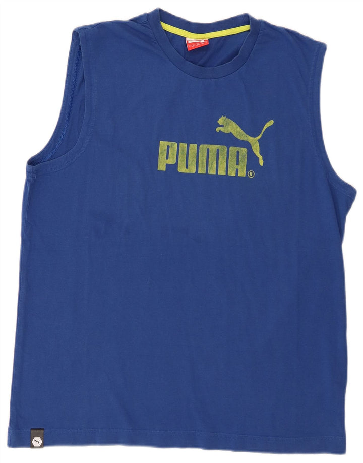 Męska kamizelka z grafiką Puma, duża, niebieska, bawełniana
