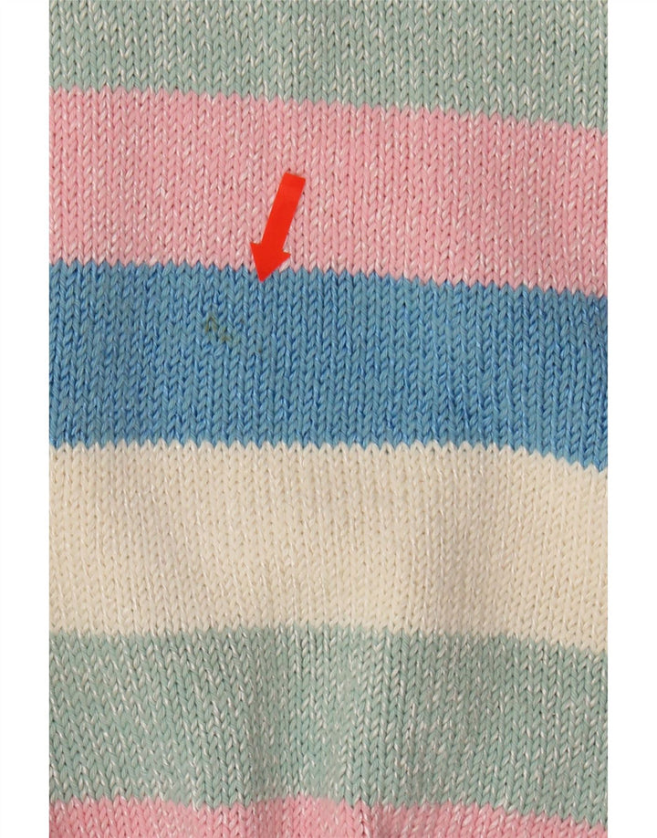 VINTAGE Womens Boat Neck Jumper Sweater UK 14 Medium Multicoloured Striped Vintage Vintage and Second-Hand Vintage from Messina Hembry 