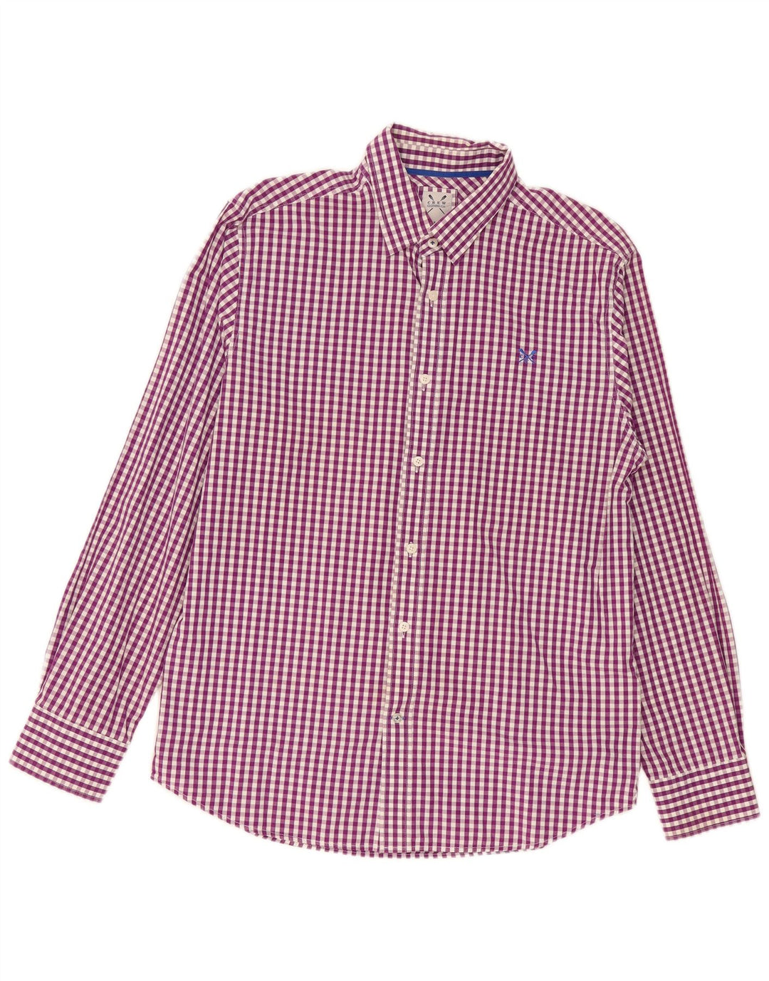 Crew Clothing Koszula męska, duża, fioletowa bawełniana kratka