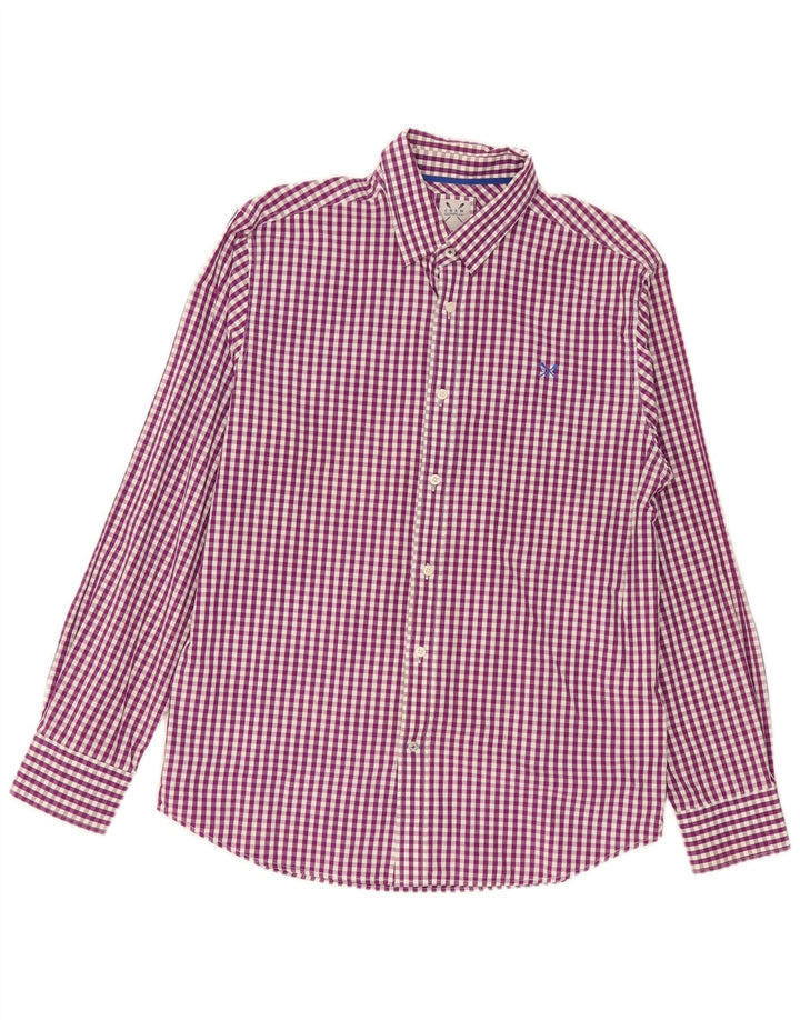 Crew Clothing Koszula męska, duża, fioletowa bawełniana kratka