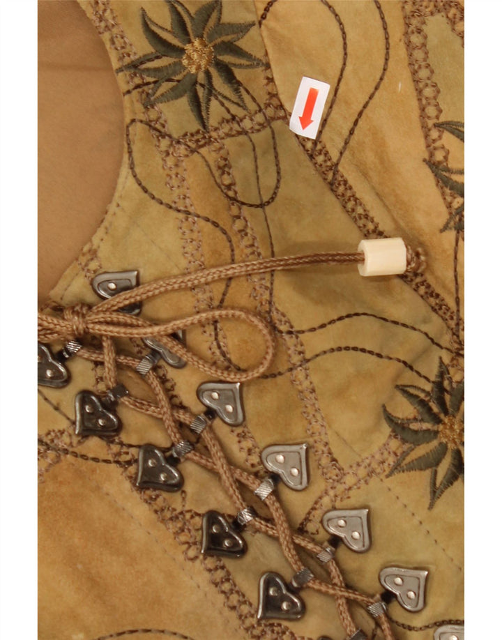 Damska kamizelka zamszowa VINTAGE EU 38 Średni brąz, skóra w kwiaty