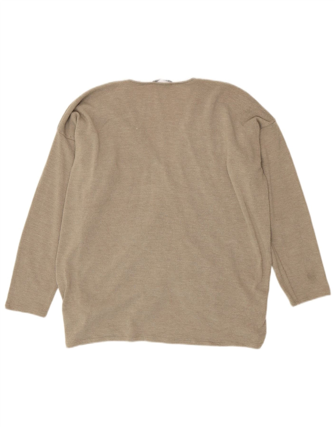 Damski top oversize Zara z długim rękawem, UK 12, średni beżowy poliester