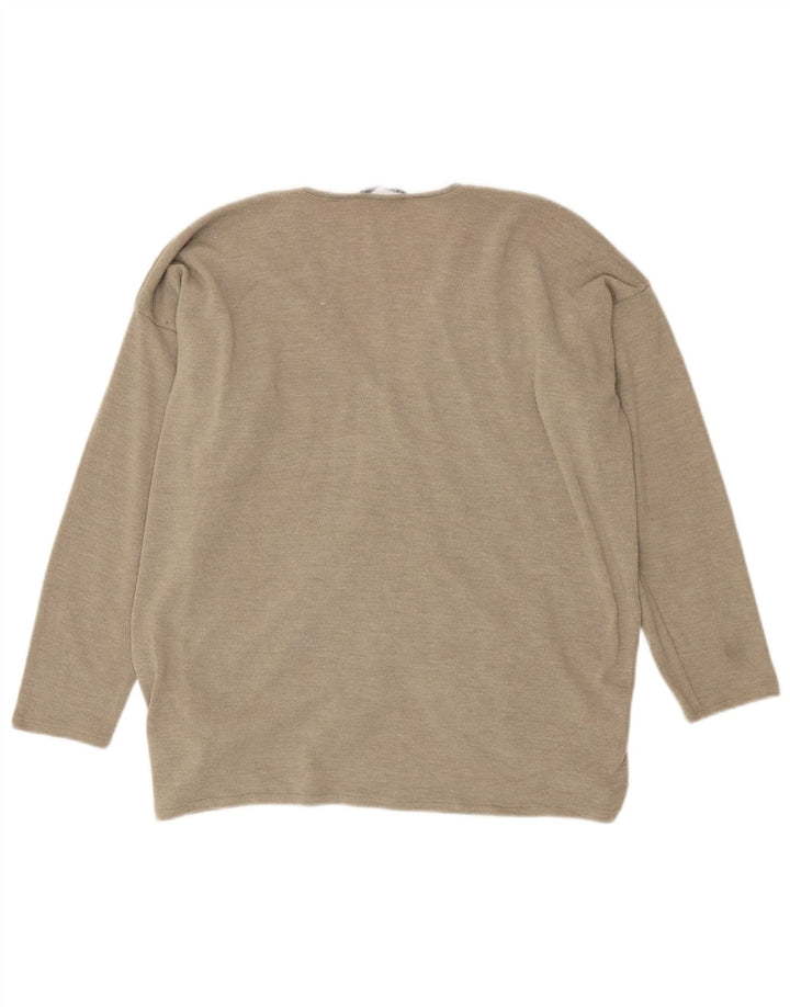 Damski top oversize Zara z długim rękawem, UK 12, średni beżowy poliester