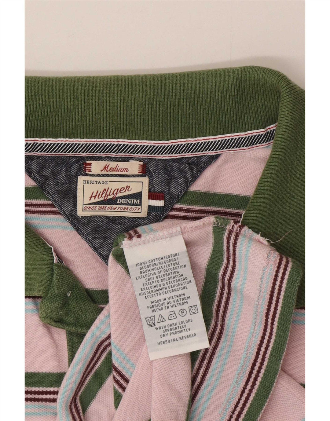 Męska koszulka polo Tommy Hilfiger w średnie różowe paski, bawełniana