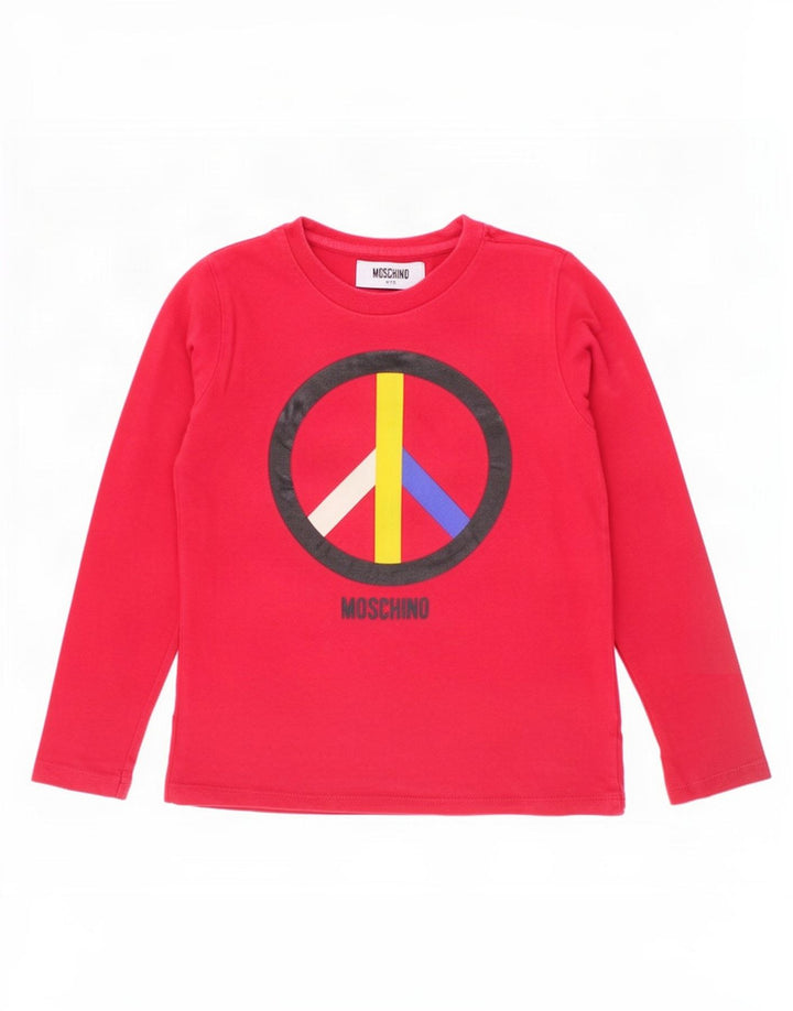 Chłopięcy top z długim rękawem Moschino z grafiką, 5-6 lat, czerwony