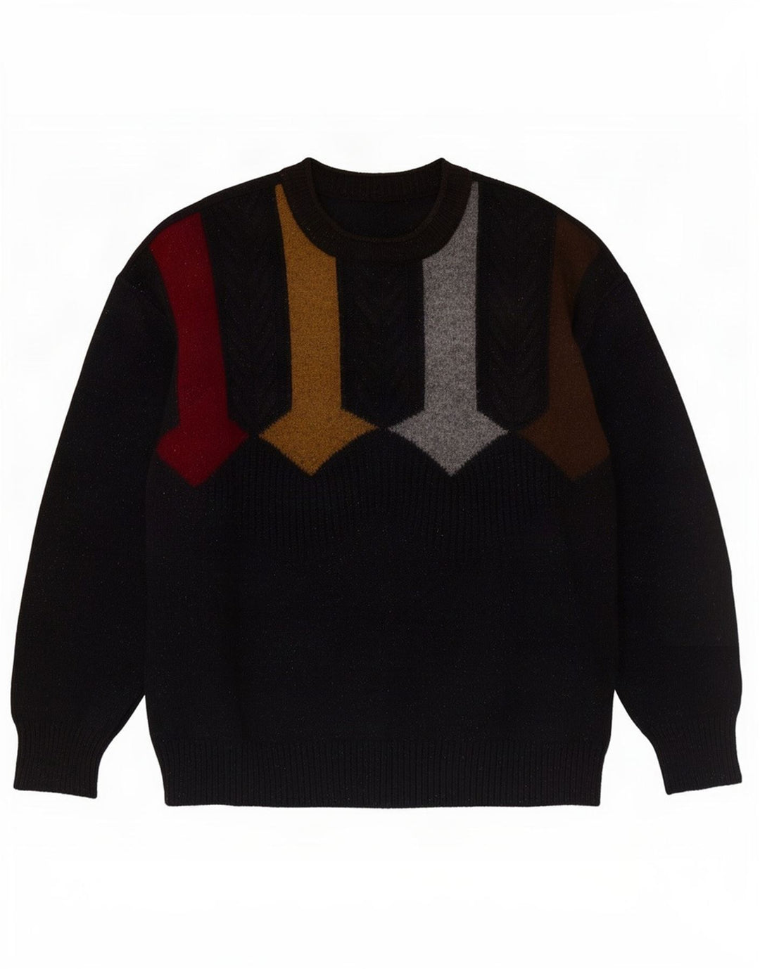 Vintage męski sweter z golfem, duży, czarny, geometryczny, nowy wełniany