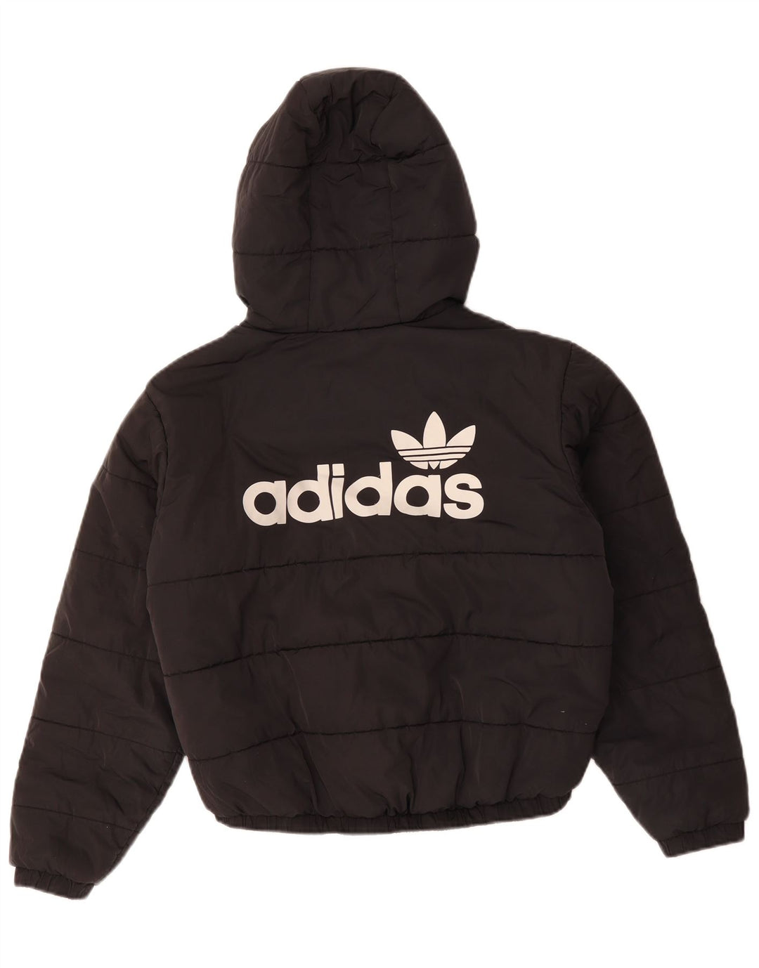 Damska kurtka Adidas Oversized Graphic z kapturem i wyściełaną UK 10, mała czarna