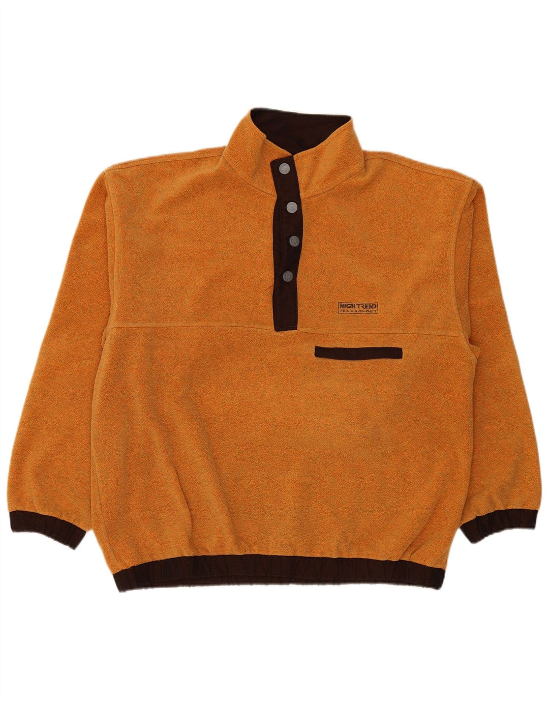 Męski sweter polarowy XL w stylu vintage, zapinany na guziki, pomarańczowy poliester