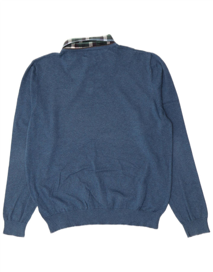 Marks & Spencer Męski sweter polo o regularnym kroju, duży, niebieski