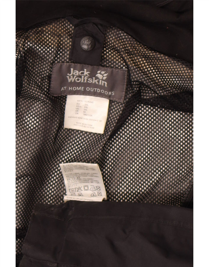 Męska kurtka przeciwdeszczowa Jack Wolfskin z kapturem UK 50 3XL Czarny poliamid