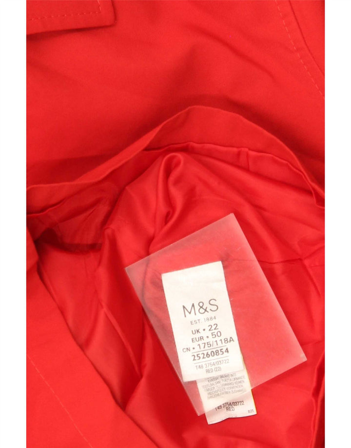 Marks & Spencer Damski krótki trencz UK 22 3XL Czerwony poliester