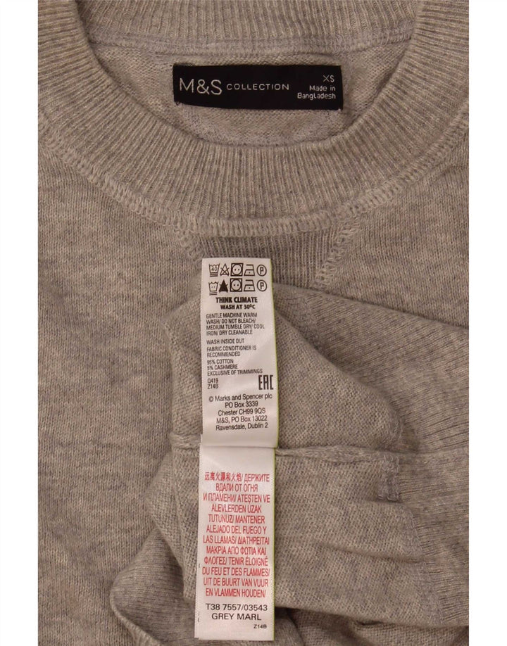 Marks & Spencer Męski sweter z okrągłym dekoltem XS, szary, bawełniany
