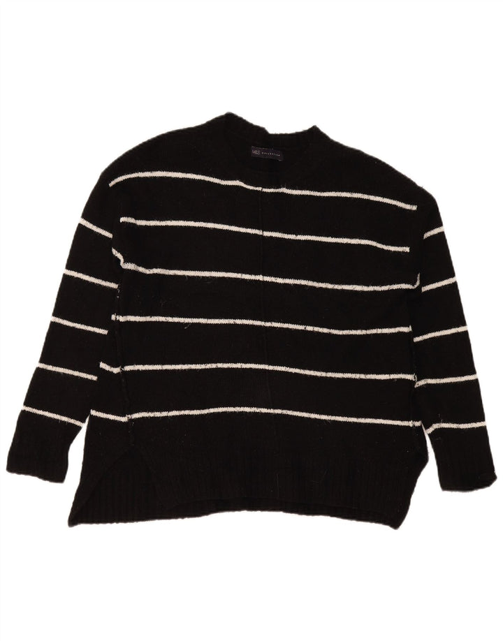 Marks & Spencer Damski sweter z dekoltem w łódkę, UK 14, średnie czarne paski