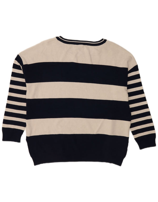 Crew Clothing Damski sweter z golfem UK 16, duży, granatowy w paski