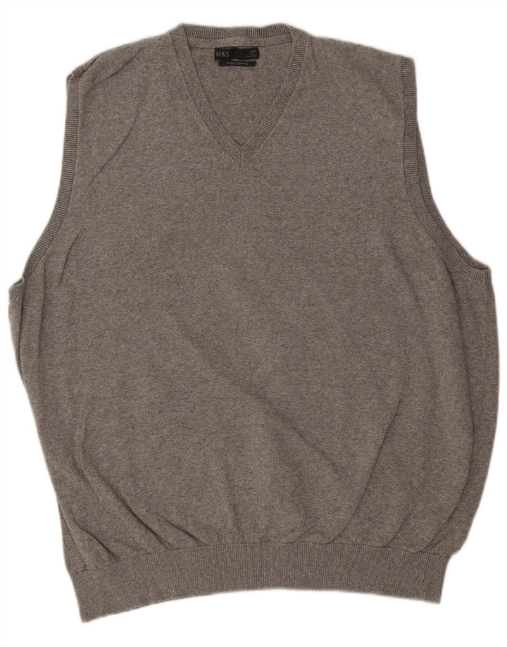 Marks & Spencer Męski podkoszulek bez rękawów, 2XL, szary, bawełniany