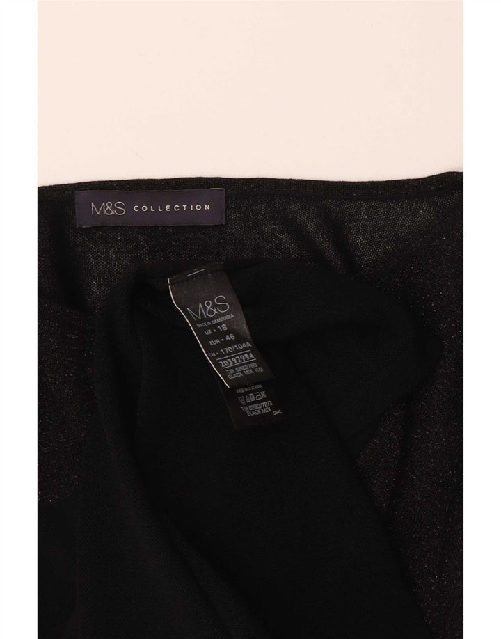 Marks & Spencer Damski top z długim rękawem, UK 18 XL, czarna wiskoza
