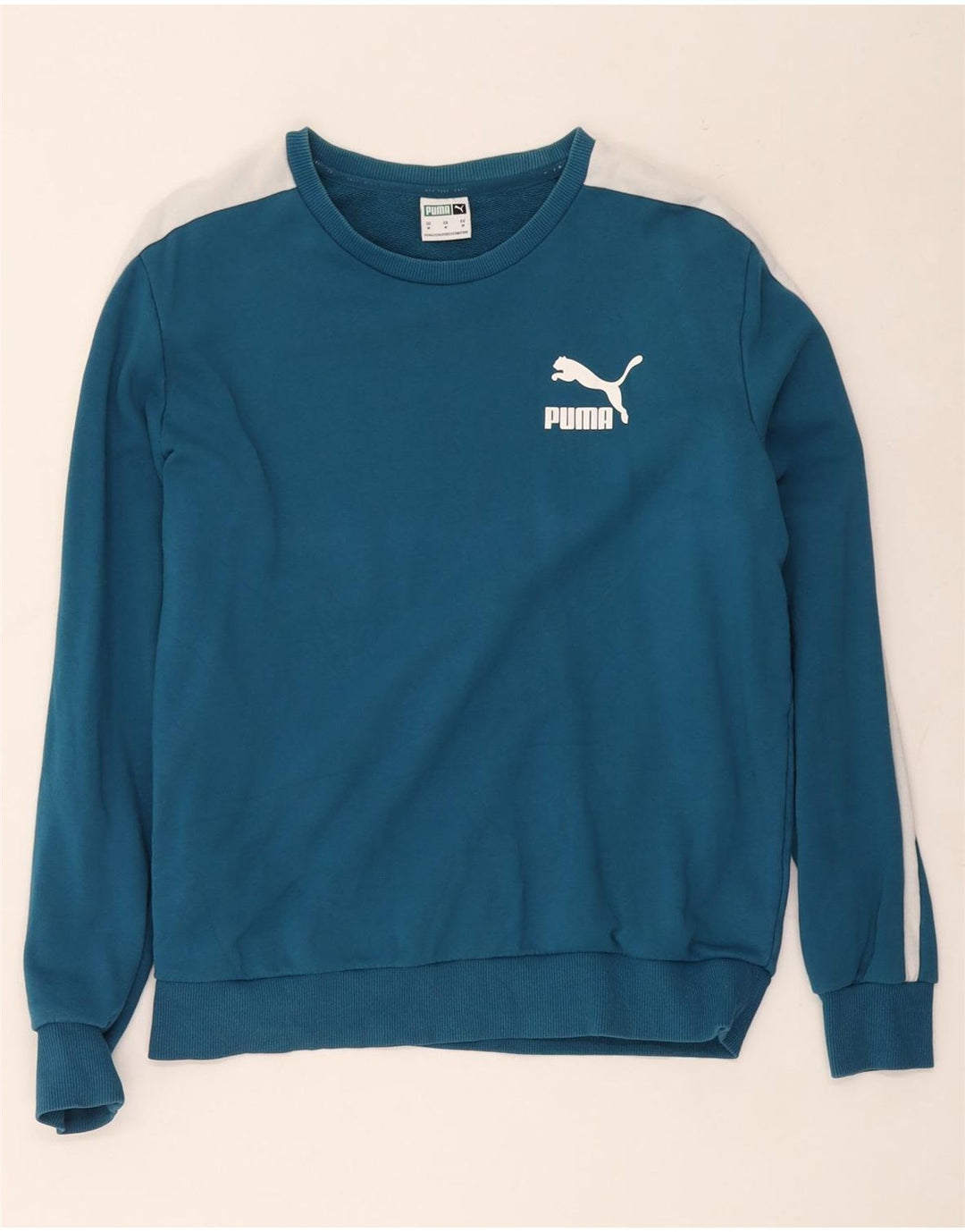 Damska bluza Puma Sweter UK 14 Średni niebieski, bawełniany blok kolorów