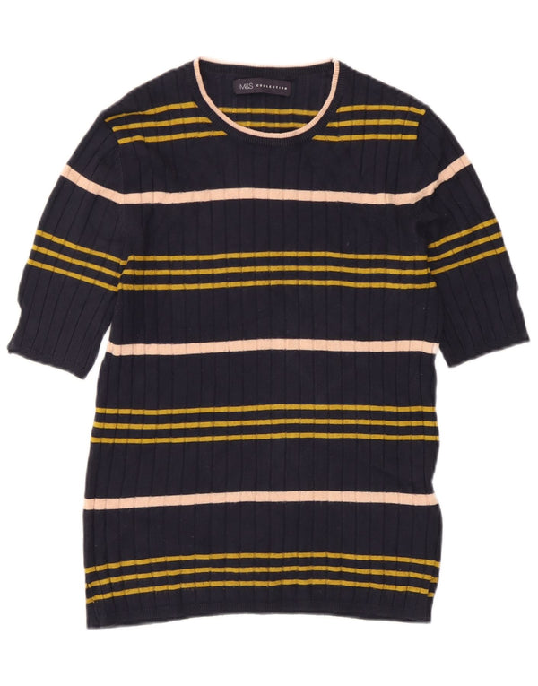 Marks & Spencer Damski sweter z dekoltem w łódkę, UK 10, mały, granatowy