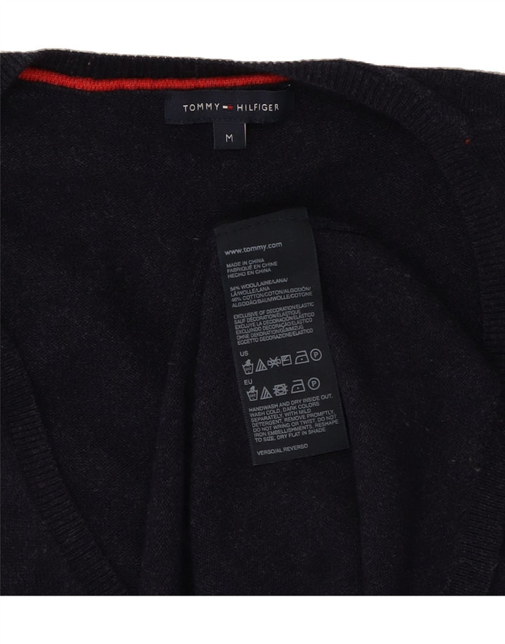 TOMMY HILFIGER Womens V-Neck Jumper Sweater UK 12 Medium Navy Blue Wool Vintage Tommy Hilfiger and Second-Hand Tommy Hilfiger from Messina Hembry 