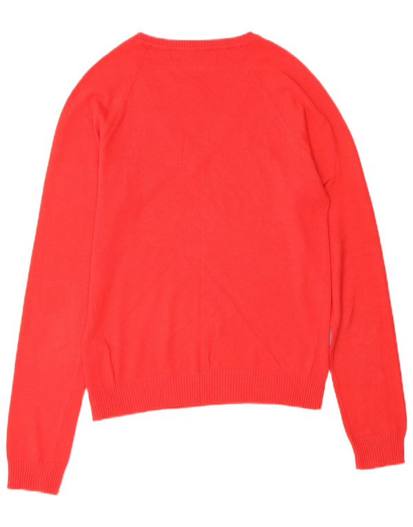 Sweter damski Zara z dekoltem w kształcie litery V, UK 10, mały, czerwony, bawełniany