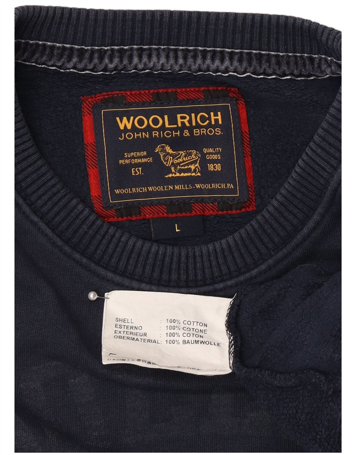 Męska bluza z grafiką Woolrich, duża, granatowa, bawełniana
