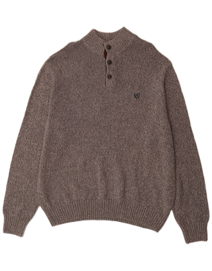 Męski sweter Chaps z dużym dekoltem i dekoltem, 2XL, szara, nakrapiana bawełna