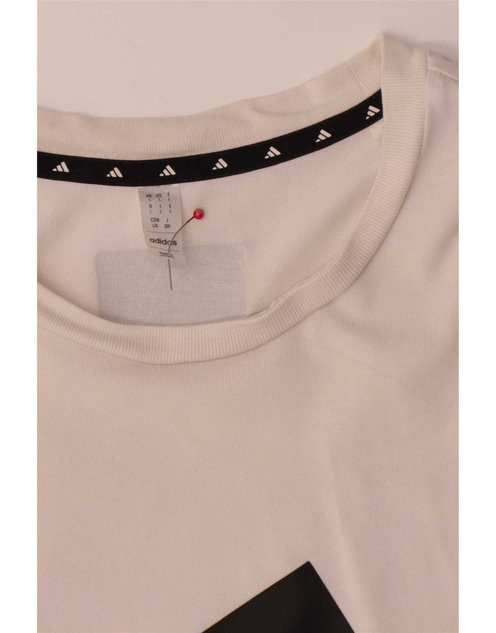 Męska koszulka z grafiką Adidas, duża, biała, bawełniana