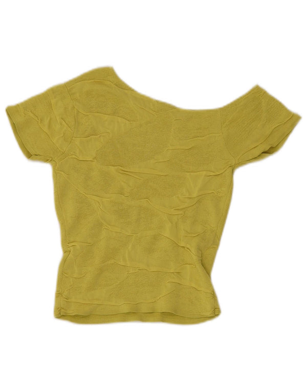 Damski top Zara Crop Knit na jedno ramię UK 8 Small Green Wiskoza