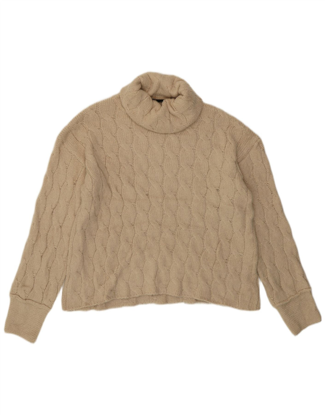 Sweter damski Zara z wywijanym dekoltem UK 10 Small Beige