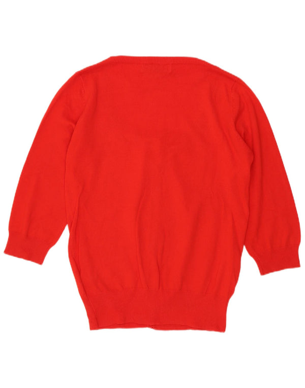 Damski sweter rozpinany z rękawem 3/4 Zara UK 12, średni czerwony, bawełniany