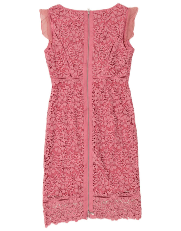 MINT VELVET Womens Sleeveless Sheath Dress UK 12 Medium Pink Floral Cotton