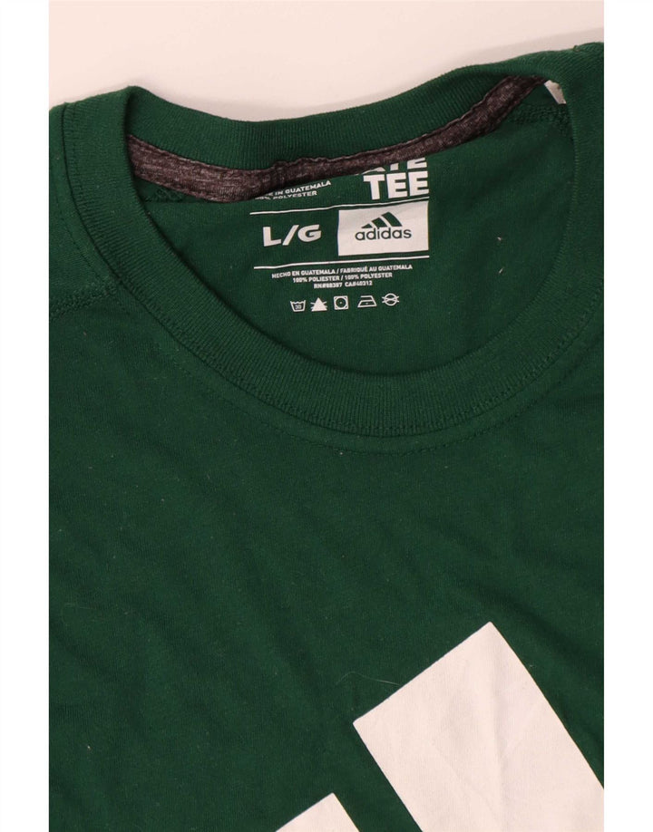 Adidas Męskie Climalite Graphic Top z długim rękawem, duże, zielone, bawełniane