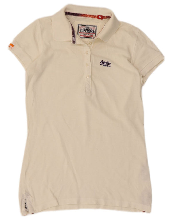 Damska koszulka polo Superdry UK 12, średnia, złamanej bieli, bawełniana