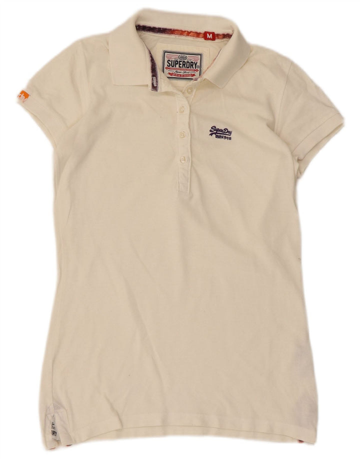 Damska koszulka polo Superdry UK 12, średnia, złamanej bieli, bawełniana