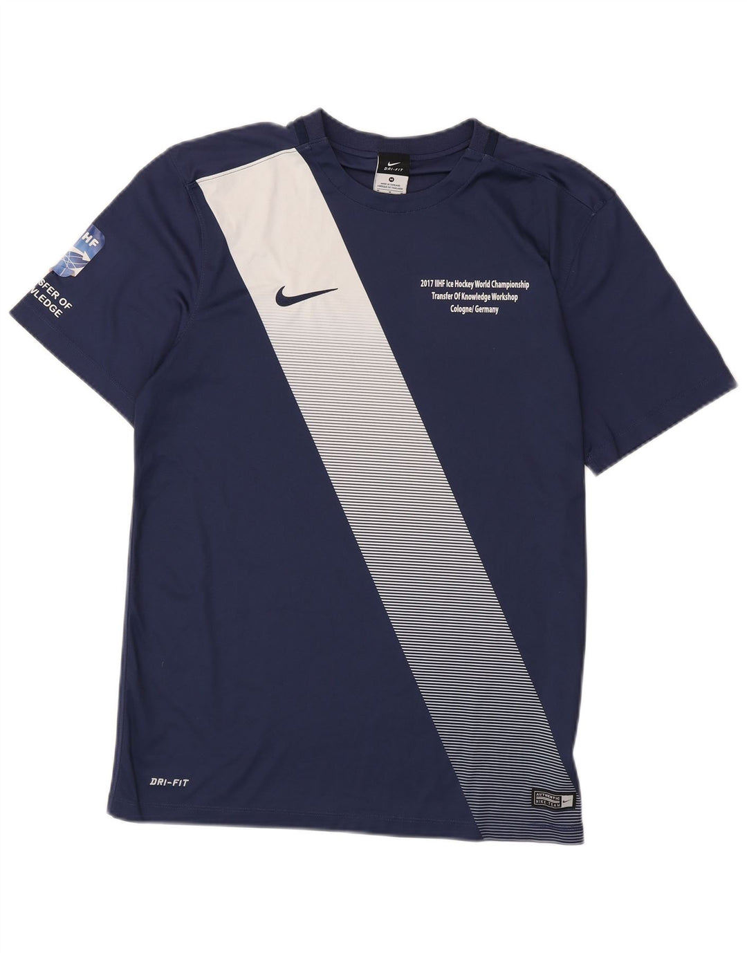 Męska koszulka Nike Dri Fit z grafiką, średnia, granatowa, z blokami kolorów