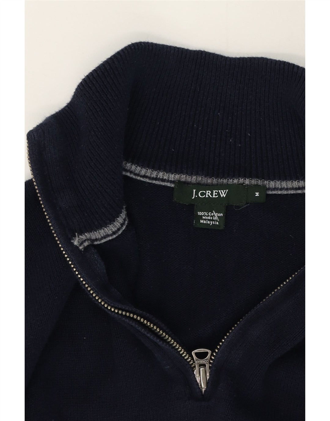 J. Crew Męski sweter z zamkiem błyskawicznym, średni granatowy, bawełniany