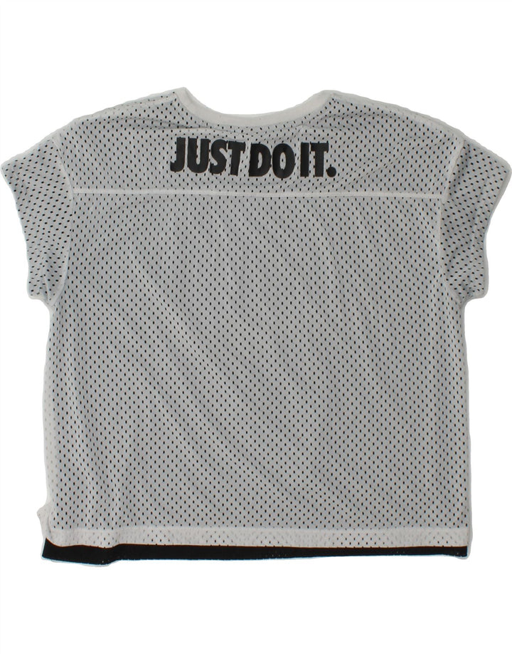NIKE Womens Oversized Graphic T-Shirt Top UK 6 XS Grey Polyester Vintage Nike and Second-Hand Nike from Messina Hembry 