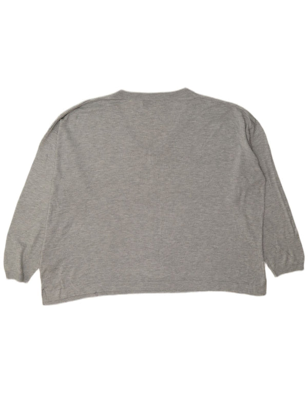 Marks & Spencer Damski sweter oversize z dekoltem w kształcie litery V, UK 18 XL, szary
