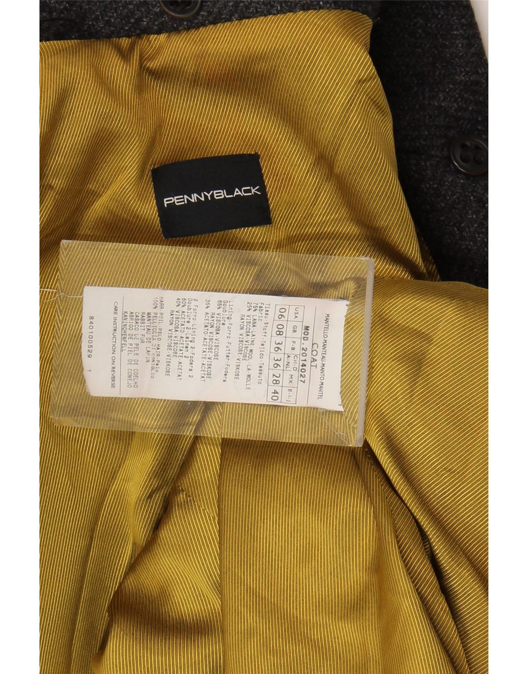 Czarny płaszcz damski Penny UK 8 Small, szara wełna